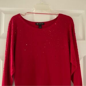 Red Sweater with Beaded Details